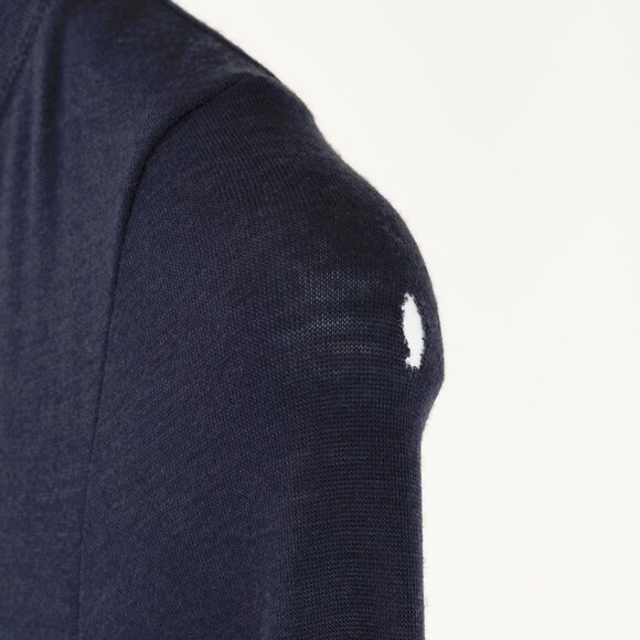 Brunello Cucinelli Navy Wool Ruched Long-Sleeve Bubble Hem Knit Dress - Picture 5 of 12